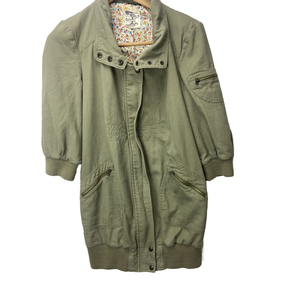 Julle  Women’s Coat 3/4 Sleeve Green Below Waist  Size Jr Large